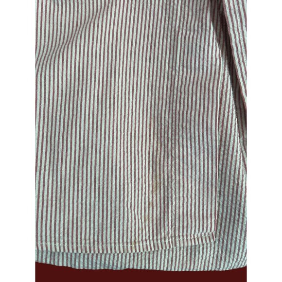 Y2K Ralph Lauren Red White Seersucker Striped Short Sleeve Button-Down Shirt Med - Picture 5 of 9